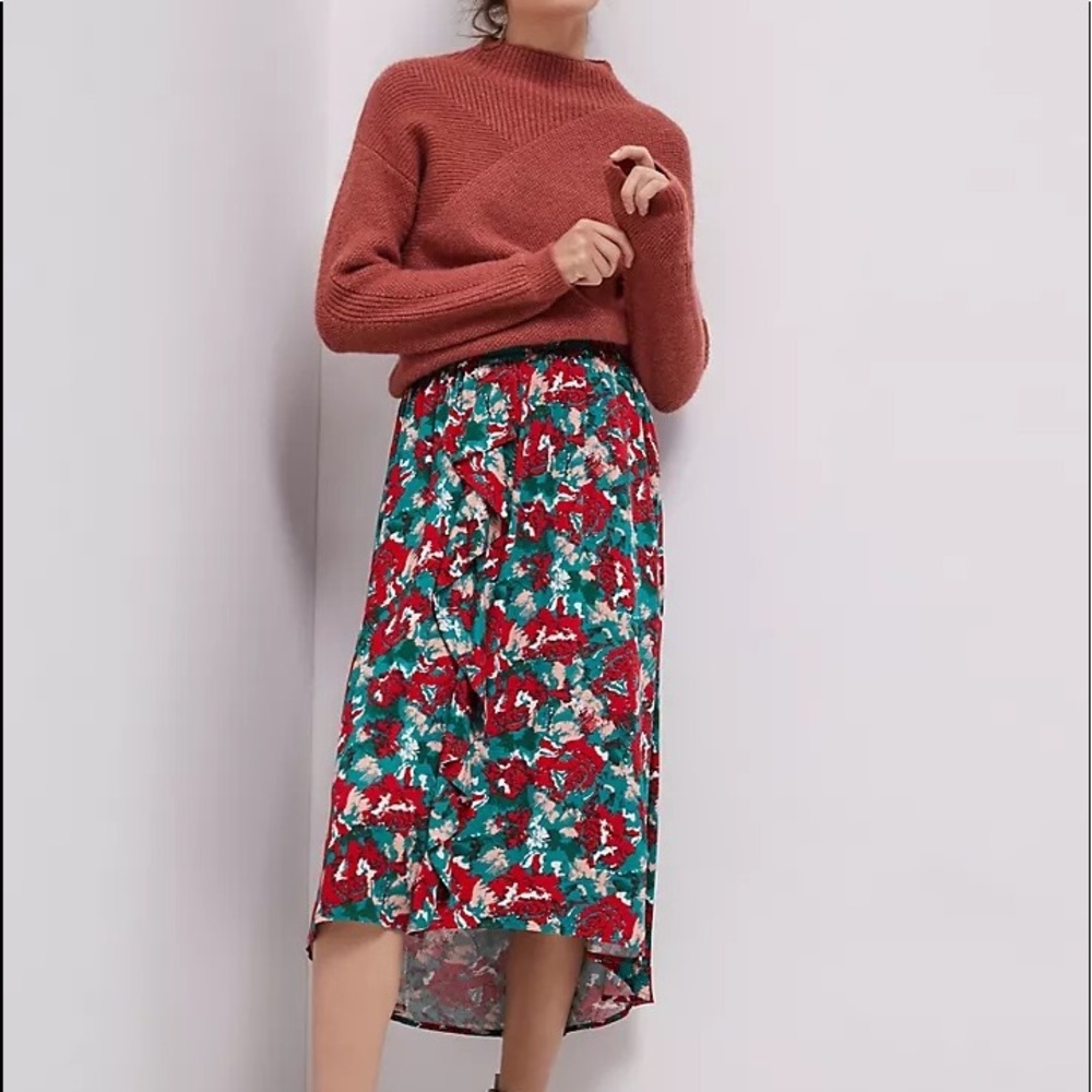 Porridge Miley Ruffled Midi Skirt- Anthropologie